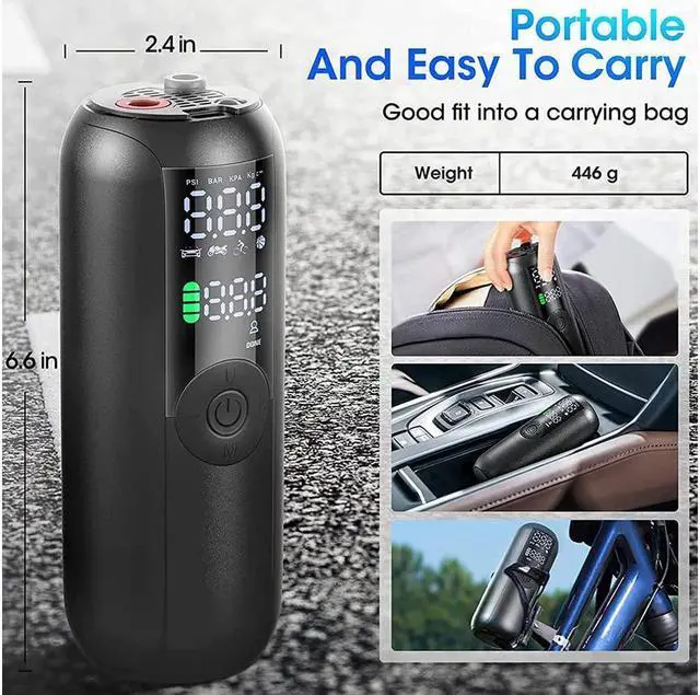 Alt view image 2 of 7 - BONAEVER Bike Pump Mini Tire Inflator Portable Air Compressor 150PSI Cordless Electric Bicycle Air Pump Auto Shut-Off with Pre Standa Schrader Valve Smart Electric Pump for Car Bike Motorcycle Ball