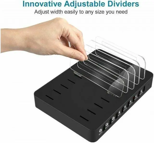 Alt view image 4 of 7 - BONAEVER 110W 8 Ports USB Charger Hub QC 3.0 Fast Charging Station Dock with Dividers For iPhone iPad Air/Mini Samsung Galaxy LG Standylo Google Pixel Kindle