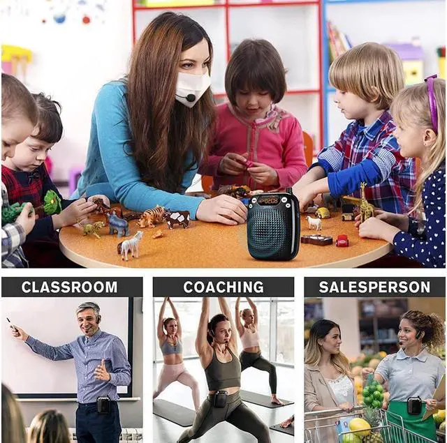 Alt view image 6 of 7 - BONAEVER Voice Amplifier with UHF Wireless Microphone Headset Support MP3 Play 10W 2000mAh Portable Wearable Rechargeable PA Systerm for Speaker Classroom Meetings Promotions Outdoors