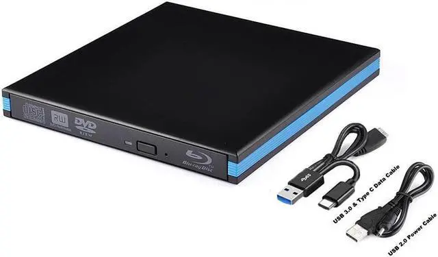 Alt view image 7 of 7 - BONAEVER External Blu-ray Drive DVD / BD Player Read/Write Portable Blu-ray Drive USB 3.0 Type-C DVD Burner Blu-ray Drive Compatible with Windows Mac OSLinus