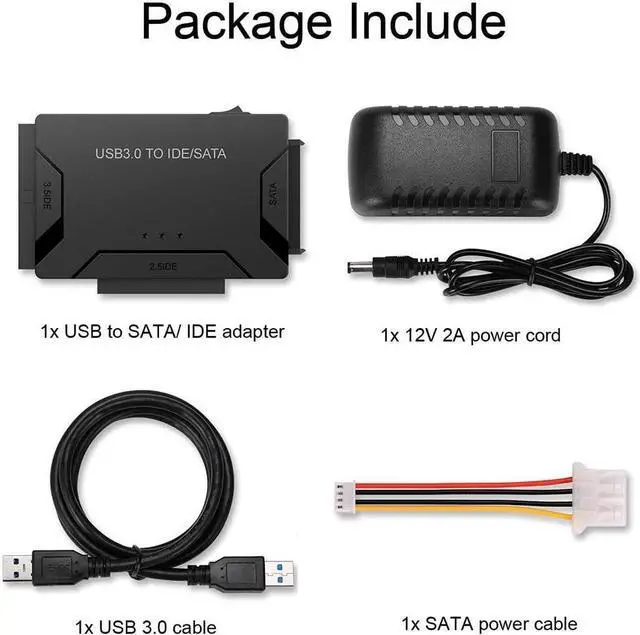 Alt view image 7 of 7 - BONAEVER SATA / IDE to USB 3.0 Adapter Hard Drive Reader for Universal 2.5 3.5-Inch IDE SATA External HDD/SSD with 12V 2A Power Supply Support 6TB
