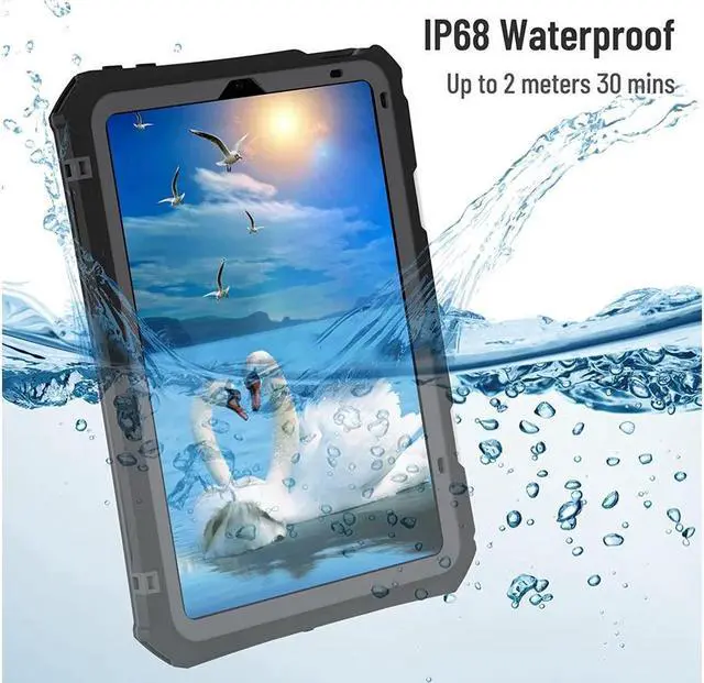 Alt view image 2 of 7 - BONAEVER For iPad Mini 6 Case - Waterproof Case for iPad Mini 6th Generation 2021 8.3 Inch Shockproof Protection Case with Built in Screen Protector Shoulder Strap Pen Holder Black