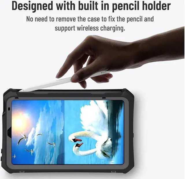 Alt view image 6 of 7 - BONAEVER For iPad Mini 6 Case - Waterproof Case for iPad Mini 6th Generation 2021 8.3 Inch Shockproof Protection Case with Built in Screen Protector Shoulder Strap Pen Holder Black
