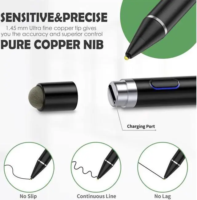 Alt view image 3 of 7 - BONAEVER Active Stylus Pen for Touch Screens Dual Pen Tips for iOS & Android Drawing & Writing High Precise Digital Pencil for iPhone 15/14/13/12/11/X/8/7/6 iPad Air/Pro/Mini Phone/ /Samsung/Kindle