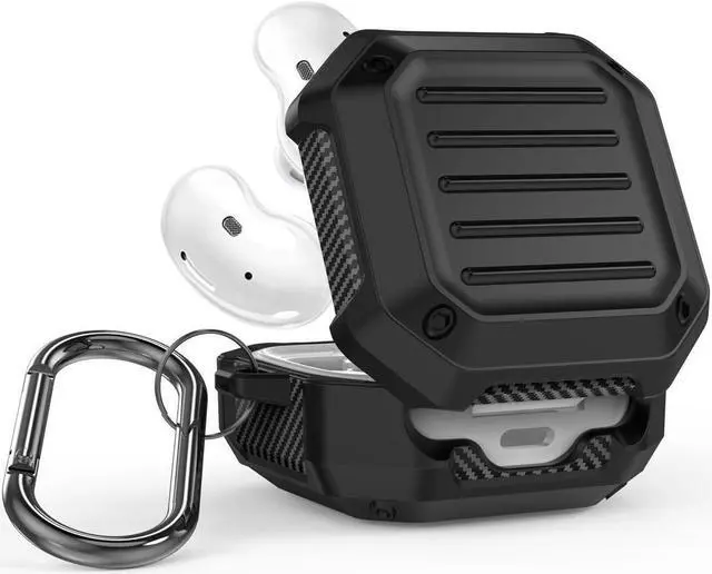 Alt view image 6 of 7 - BONAEVER Armor Cover for Samsung Galaxy Buds 2 Pro Case/Galaxy Bus Pro Case/Galaxy Buds 2 Skin/Galaxy Buds Live with Lock Shockproof Protective Cover Cases with Keychain