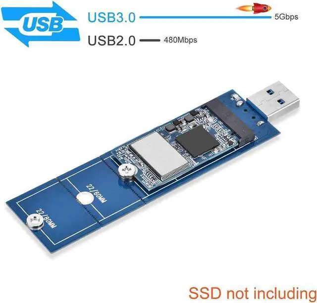 Alt view image 4 of 6 - M.2 to USB Adapter, M.2 SSD to USB 3.0 Reader Card Compatible for SATA B & B M Key NGFF USB Drive Coverter Adapter 5Gbps Support 2230 2242 2260 2280 SSD
