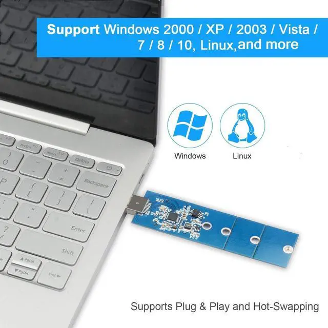 Alt view image 5 of 6 - M.2 to USB Adapter, M.2 SSD to USB 3.0 Reader Card Compatible for SATA B & B M Key NGFF USB Drive Coverter Adapter 5Gbps Support 2230 2242 2260 2280 SSD