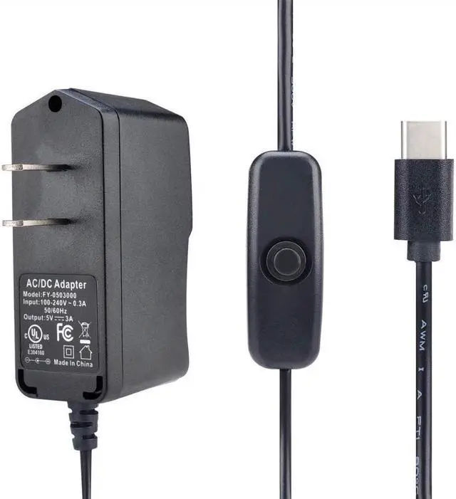 Main image of BONAEVER Raspberry Pi 4 b Power Supply 5V 3A USB C Charger Adapter