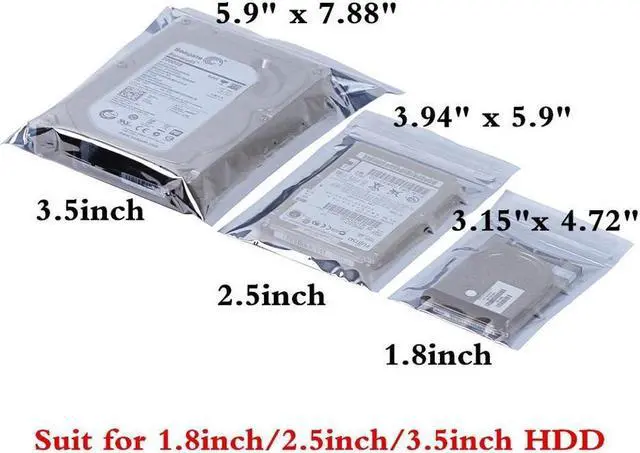 Alt view image 3 of 7 - BONAEVER Hard Drive Anti Standatic Resealable Bags 100pcs Assorted Sizes Suit for All Types of HDD SSD ESD Shielding Bags for Desktop Laptop PC Accessories Electronic Devices