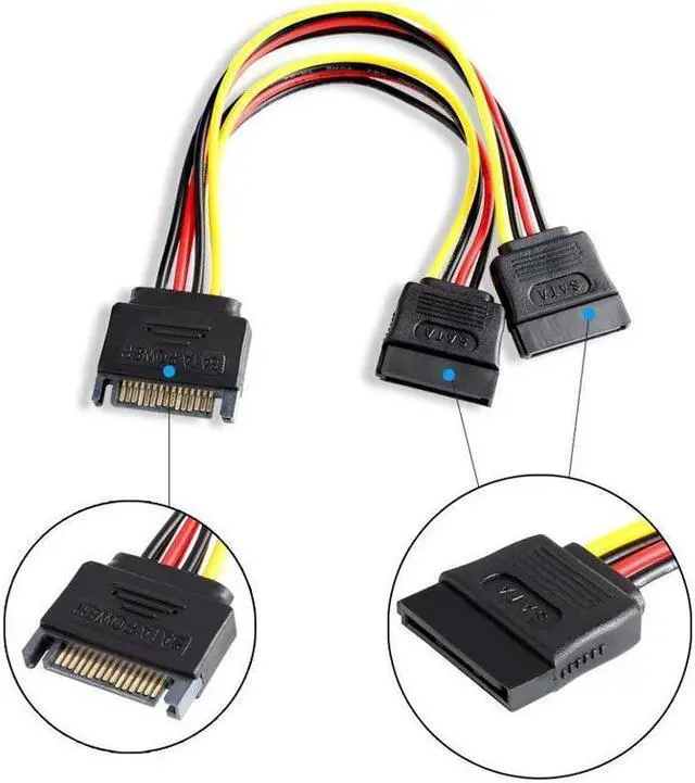 Alt view image 5 of 7 - BONAEVER 2 Pack SATA Power Splitter Cable 15 Pin SATA Power Splitter Cable Adapter SATA 15 Pin Male to Dual Female Power Cable 8 inch