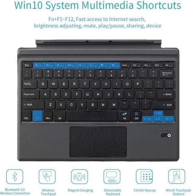 Alt view image 3 of 7 - Microsoft Surface Pro 7 / Pro 6 / Surface Pro 5 / Pro 4 / Pro 3 Type Cover Case Ultra-Slim Portable Wireless Bluetooth Keyboard with Trackpad for Surface Pro 7 / Pro 6 / Surface Pro 5 / Pro 4 / Pro 3
