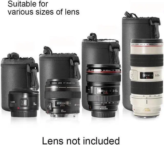 Alt view image 2 of 7 - BONAEVER 4X Zipper Lens Case Lens Pouch Bag with Thick Protective Neoprene for DSLR Camera Lens (Fit for Canon Nikon Sony Olympus Panasonic) Includes: Small Medium Large XL arge Size