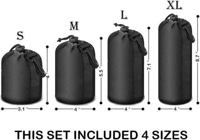 Alt view image 3 of 7 - BONAEVER 4X Zipper Lens Case Lens Pouch Bag with Thick Protective Neoprene for DSLR Camera Lens (Fit for Canon Nikon Sony Olympus Panasonic) Includes: Small Medium Large XL arge Size