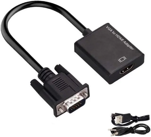 Alt view image 2 of 7 - BONAEVER VGA to HDMI Adapter Cable VGA Male to HDMI Female Cable Converter Adapter with 1080P HD Video USB Audio Support for Connecting Old PC Laptop with a VGA Output to New Monitor HDTV