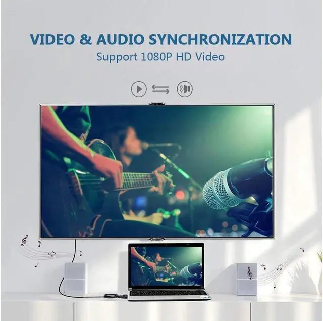 Alt view image 6 of 7 - BONAEVER VGA to HDMI Adapter Cable VGA Male to HDMI Female Cable Converter Adapter with 1080P HD Video USB Audio Support for Connecting Old PC Laptop with a VGA Output to New Monitor HDTV