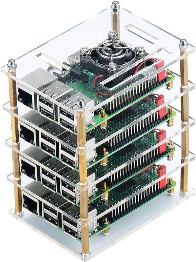Alt view image 6 of 7 - BONAEVER Raspberry Pi 4 B Clu Stander Case Raspberry Pi 4 Case with Cooling Fan Raspberry Pi 4 Heatsink for Raspberry Pi 4 Model B 3 B+ Pi 3 B Pi 2 B Pi B+ - 4-Layers