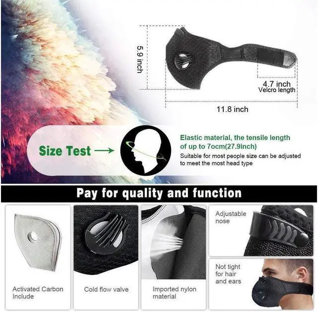Alt view image 5 of 7 - BONAEVER Allergy Mask Anti Pollution Mask Respirator Pollen Mask with Activated Carbon Dust Mask Anti Allergy Woodworking Dust Mask Running Mask Anti Fume Mask máscara anti polvo - Washable Reusable