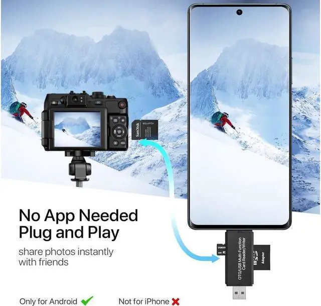 Alt view image 4 of 7 - Micro USB OTG to USB 2.0 SD Card Adapter, Micro SD Card Reader, Trail Camera Memory Card Adapter Connector for Android Phone/Computer/Tablet, Supports SD/SDHC/SCXC/MMC/MMC Micro