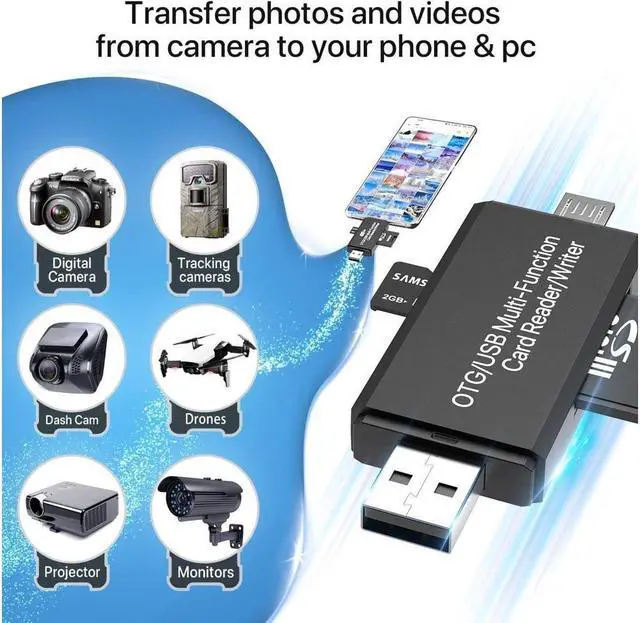Alt view image 6 of 7 - Micro USB OTG to USB 2.0 SD Card Adapter, Micro SD Card Reader, Trail Camera Memory Card Adapter Connector for Android Phone/Computer/Tablet, Supports SD/SDHC/SCXC/MMC/MMC Micro