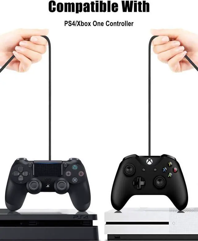 Alt view image 5 of 7 - BONAEVER 2 Pack 10ft PS4 Controller Charging Cable Play Charger Data Sync Cord for Sony Play Station 4/ PS4 Pro/ PS4 Slim/ PS4 Controllers Microsoft Xbox One X/One S/One Elite/One Controllers