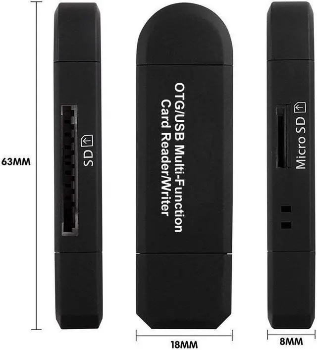 Alt view image 4 of 6 - BONAEVER Micro USB OTG to USB 2.0 Adapter SD Micro SD Card Reader with Standard USB Male & Micro USB Male Connector for Smartphones Tablets with OTG Function
