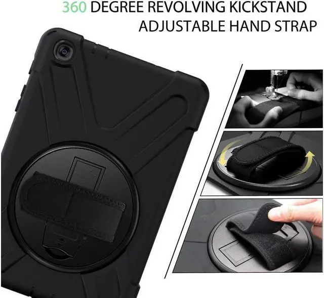 Alt view image 7 of 7 - BONAEVER For Galaxy Tab A 8.0 2019 Case with S Pen Version Model SM-P200 SM-P205 Shockproof Protective Case Cover with 360 Rotating Stand and / Hand Strap / Shoulder Strap