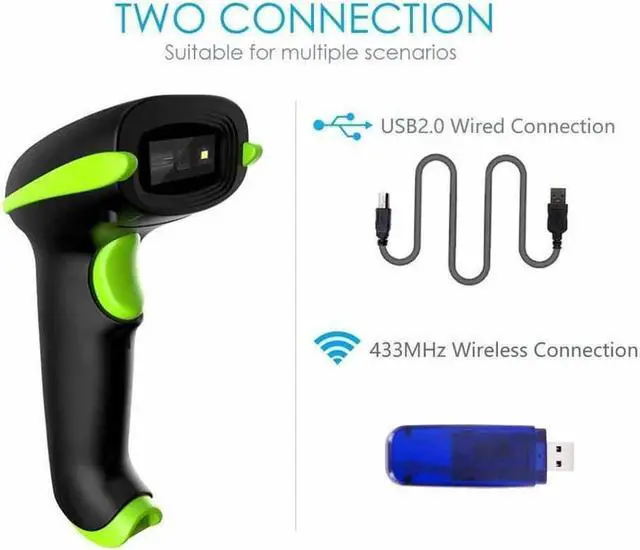 Alt view image 5 of 6 - BONAEVER 2D Wireless Barcode Scanner 2-in-1 433Mhz wireless & USB 2.0 Wired 1D QR PDF417 Data Matrix Bar Code Scanner Cordless CMOS Image Barcode Reader for Mobile Payment Computer Screen