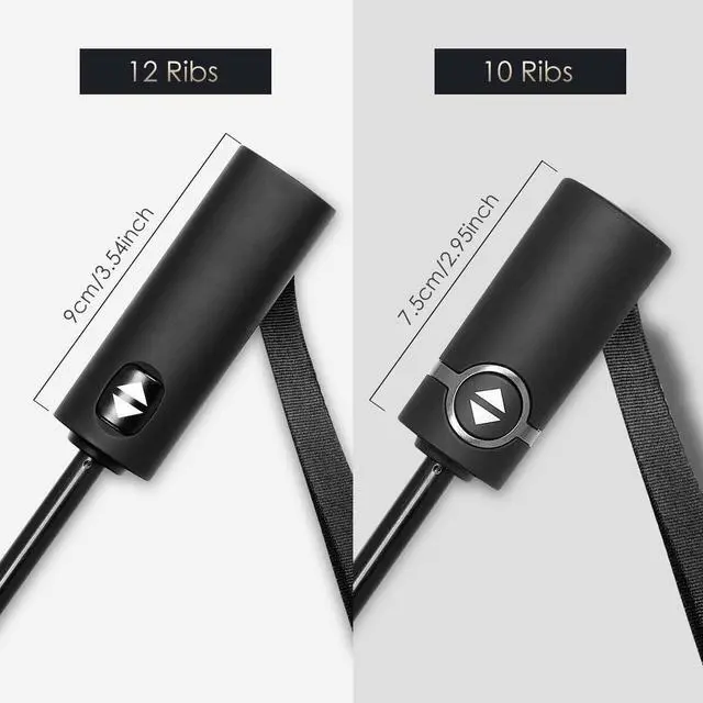 Alt view image 3 of 7 - BONAEVER 12 Ribs Windproof Travel Umbrella with Auto Open Close Button Compact Protection from Rain Free Upscale Leather Cover