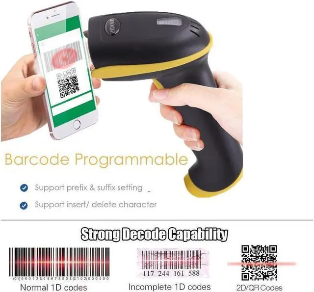 Alt view image 2 of 6 - BONAEVER 3-In-1 2D Barcode Scanner Bluetooth & 2.4G Wireless & USB Wired CMOS Image Bar Code Reader For QR PDF417 Data Matrix Screen Code USB Scanner with Mobile Payment Computer Screen