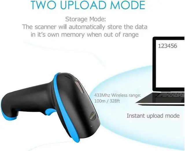 Alt view image 5 of 6 - BONAEVER 2D Wireless Barcode Scanner 2-in-1 433Mhz wireless & USB 2.0 Wired 1D QR PDF417 Data Matrix Bar Code Scanner Cordless CMOS Image Barcode Reader for Mobile Payment Computer Screen