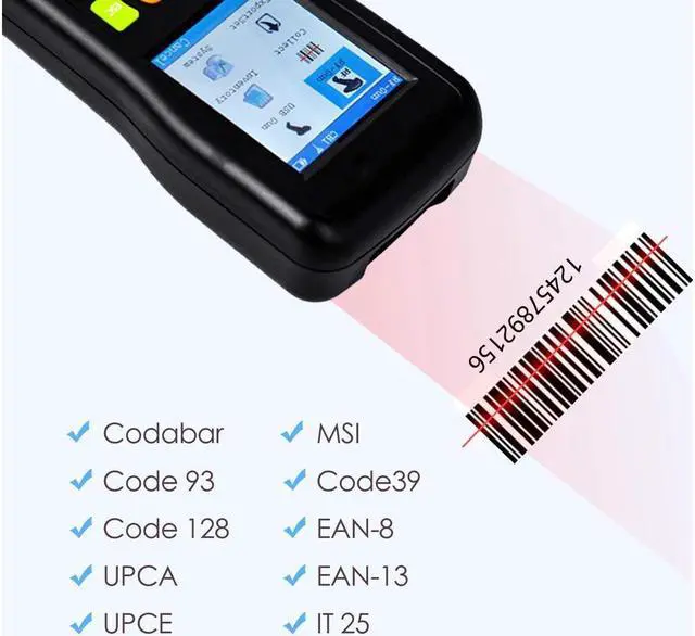 Alt view image 6 of 7 - BONAEVER Wireless Barcode Scanner 1D Cordless Data Collector Hand Held Portable Data Terminal Inventory Device USB Laser Barcode Scanner with LCD Screen