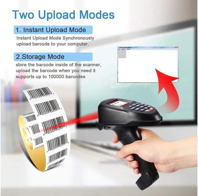 Alt view image 5 of 7 - BONAEVER Barcode Scanner 1D 2D QR PDF417 Wireless Collector Portable Data Terminal Inventory Device Bar Code Reader PDT with TFT Color LCD Screen & USB Cradle Receiver Charging Base