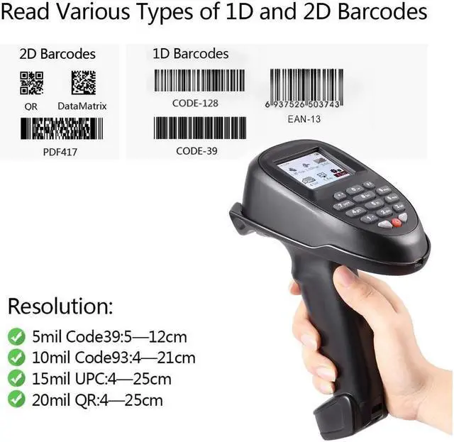 Alt view image 4 of 7 - BONAEVER Barcode Scanner 1D 2D QR PDF417 Wireless Collector Portable Data Terminal Inventory Device Bar Code Reader PDT with TFT Color LCD Screen & USB Cradle Receiver Charging Base