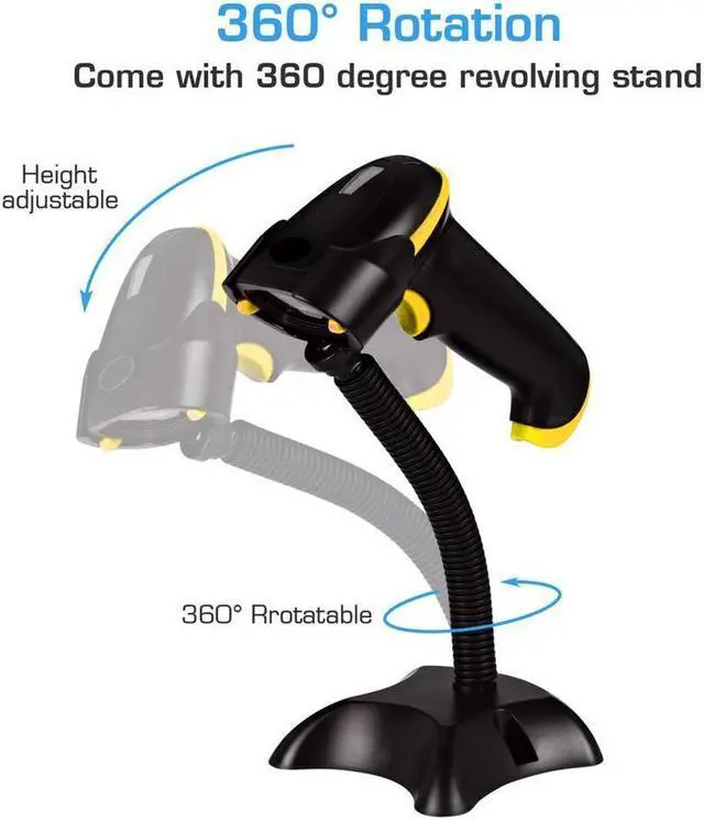 Alt view image 3 of 7 - BONAEVER Wireless 1D 2D Barcode Scanner 3 in 1 Compatible with Bluetooth & 2.4GHz Wireless & Wired 1D 2D Bar Code Reader with Stand Datamatrix PDF417 QR Bar Code Scanner for Smart Phone PC