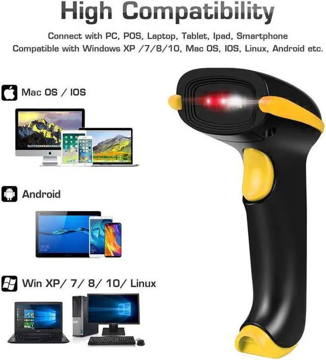 Alt view image 4 of 7 - BONAEVER Wireless 1D 2D Barcode Scanner 3 in 1 Compatible with Bluetooth & 2.4GHz Wireless & Wired 1D 2D Bar Code Reader with Stand Datamatrix PDF417 QR Bar Code Scanner for Smart Phone PC