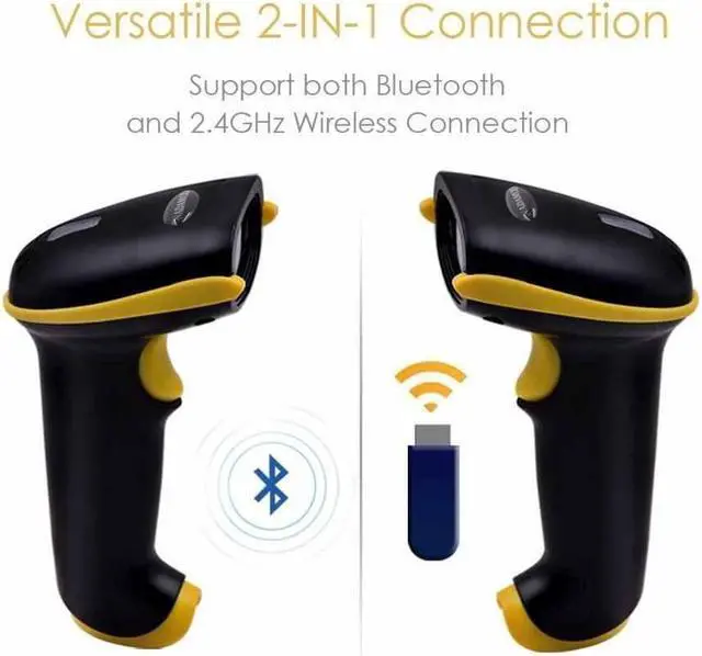 Alt view image 3 of 7 - BONAEVER Wireless 2D Barcode Scanner 2 in 1 2.4GHz Wireless & USB 2.0 Wired 1D 2D Barcode Reader with Stand Datamatrix PDF417 QR Bar Code Scanner for Mobile Payment Computer Screen