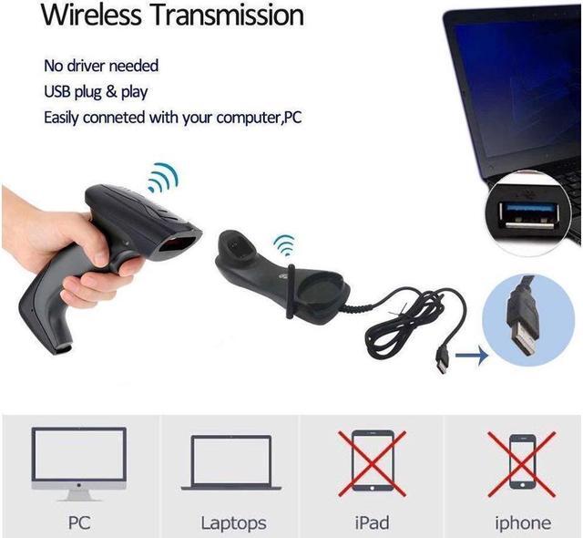 Alt view image 3 of 7 - BONAEVER Wireless Barcode Scanner with USB Cradle Receiver Charging Base 433MHz Hand Held 1D Cordless Laser Barcode Reader Portable Bar Code Scanning for Retail Supermaket Warehouse