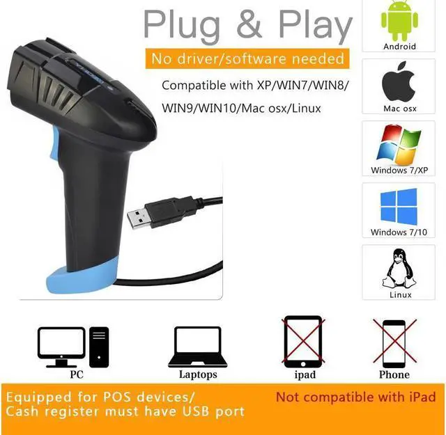 Alt view image 2 of 7 - BONAEVER Wireless Barcode Scanner 1D 2D with USB Cradle Charging Base Hand Held Bar Code Reader Bar Code Scanner Automatic Sensing Fast Precise Scanner