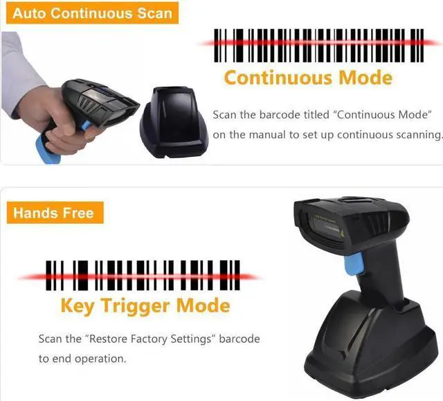 Alt view image 4 of 7 - BONAEVER Wireless Barcode Scanner 1D 2D with USB Cradle Charging Base Hand Held Bar Code Reader Bar Code Scanner Automatic Sensing Fast Precise Scanner