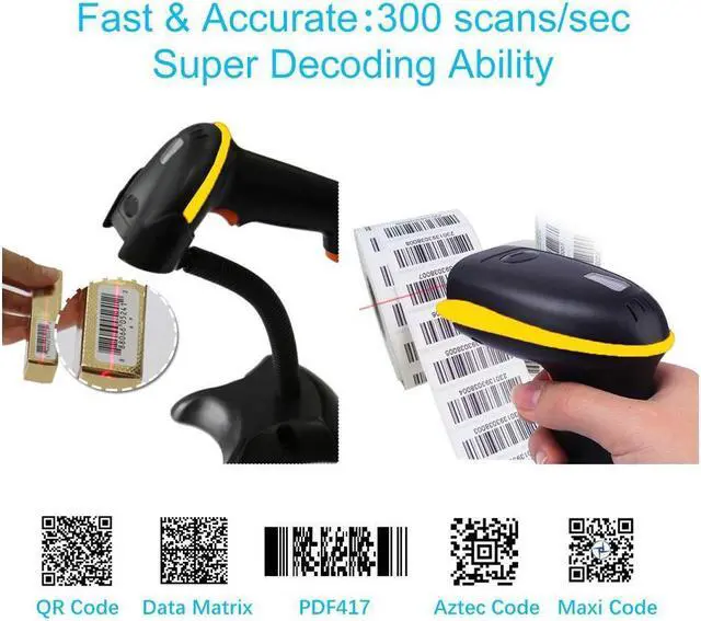 Alt view image 4 of 7 - BONAEVER Barcode Scanner Wireless 1D 2D 2-in-1 2.4G Wireless & USB 2.0 Wired 2D QR Bar Code Scanner Cordless CMOS Image Barcode Reader for Mobile Payment Computer Screen 2D Scanner Barcode with Stand