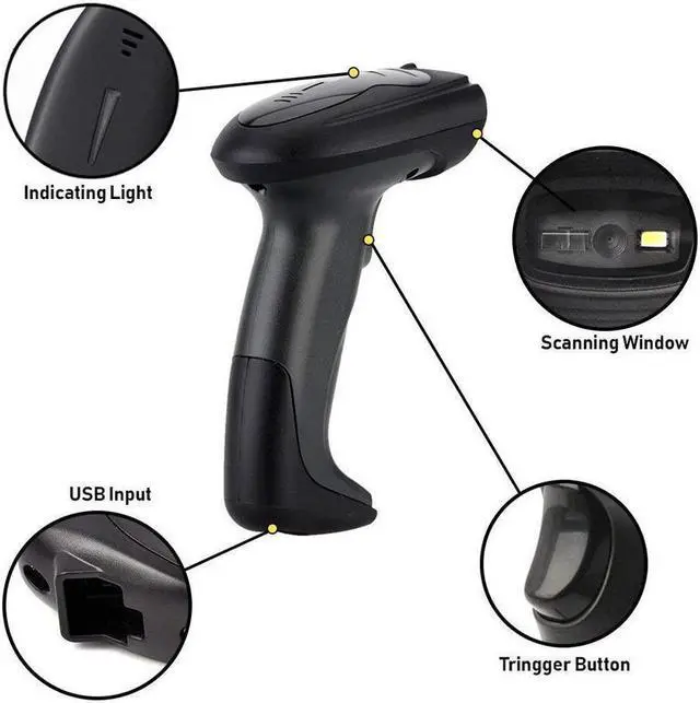 Alt view image 2 of 6 - BONAEVER Wired Barcode Scanner 1D 2D QR PDF417 Data Matrix Bar Code Scanner USB Hand Held QR Bar Code Reader Works with Windows Mac Linux Mobile Payment for Retail Supermaket Warehouse