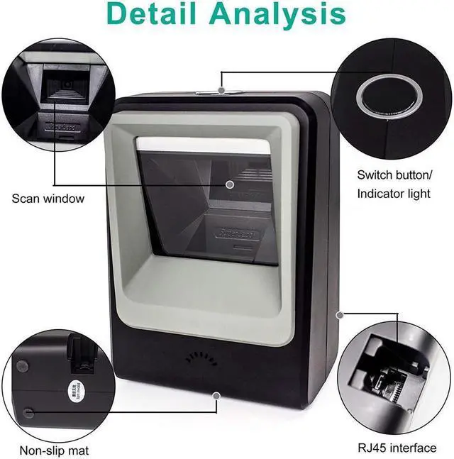 Alt view image 4 of 7 - BONAEVER 2D Barcode Image Reader USB Automatic H s-Free Barcode Scanner QR Code Omnidirectional Bar Code Scanner for Mobile Payment Supermarket Library Retail Standore Warehouse Black