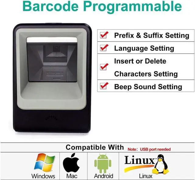 Alt view image 5 of 7 - BONAEVER 2D Barcode Image Reader USB Automatic H s-Free Barcode Scanner QR Code Omnidirectional Bar Code Scanner for Mobile Payment Supermarket Library Retail Standore Warehouse Black