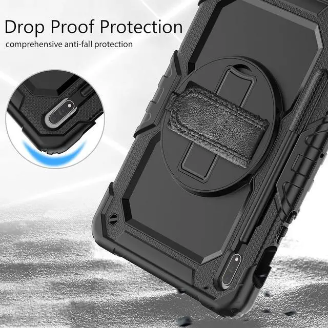 Alt view image 3 of 7 - BONAEVER Case for Samsung Galaxy Tab S10 Plus 2024 / S9 Plus / S9 FE Plus 12.4 inch 2023 Protective Cover with Screen Protector/Pen Holder/Rotating Stand /Hand Strap/Shoulder Strap/ Stylus Pen