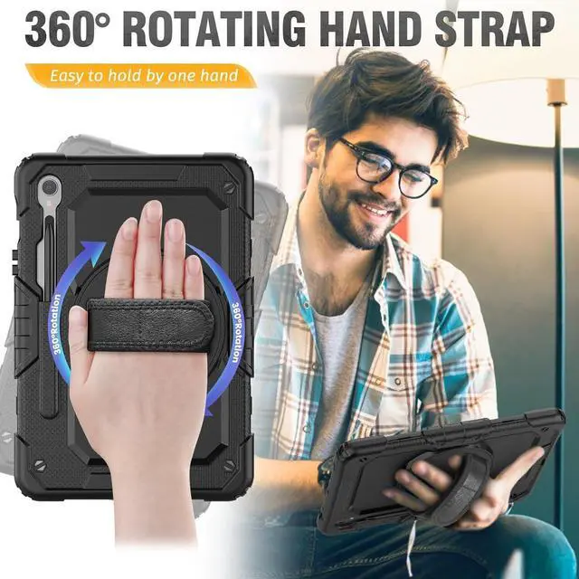 Alt view image 3 of 7 - BONAEVER Case for Samsung Galaxy Tab S10 FE 11 inch 2025/S9 11 inch 2023 / S9 FE 5G 10.9" 2023 with Screen Protector Pen Holder Stylus Pen [360 Rotating Hand Strap] & Stand ShockProof Cover