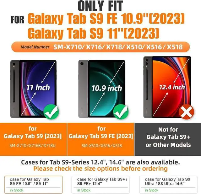 Alt view image 2 of 7 - BONAEVER Case for Samsung Galaxy Tab S10 FE 11 inch 2025/S9 11 inch 2023 / S9 FE 5G 10.9" 2023 with Screen Protector Pen Holder Stylus Pen [360 Rotating Hand Strap] & Stand ShockProof Cover