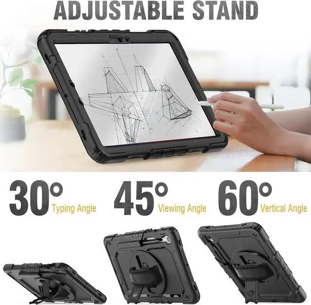 Alt view image 4 of 7 - BONAEVER Case for Samsung Galaxy Tab S10 FE 11 inch 2025/S9 11 inch 2023 / S9 FE 5G 10.9" 2023 with Screen Protector Pen Holder Stylus Pen [360 Rotating Hand Strap] & Stand ShockProof Cover