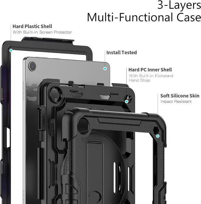Alt view image 7 of 7 - BONAEVER Case for Lenovo Tab M10 3rd Gen 10.1 inch 2022 TB328FU TB328XU with Screen Protector Shockproof Protective Cover with Pen Holder Stand and Shoulder Strap Stylus Pen