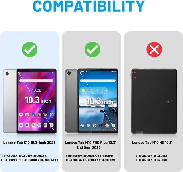 Alt view image 2 of 7 - BONAEVER Case for Lenovo Tab K10/M10 Plus 2nd Gen 10.3 inch 2021 2020 with Screen Protector Shockproof Protective Cover with Pen Holder Stand and Shoulder Strap Stylus Pen