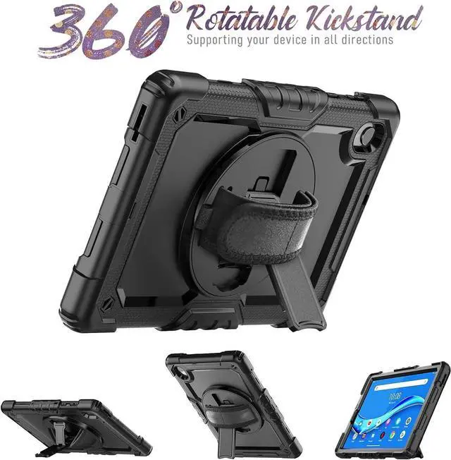 Alt view image 3 of 7 - BONAEVER Case for Lenovo Tab K10/M10 Plus 2nd Gen 10.3 inch 2021 2020 with Screen Protector Shockproof Protective Cover with Pen Holder Stand and Shoulder Strap Stylus Pen